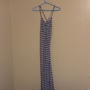 Grey/blue stripped maxi dress